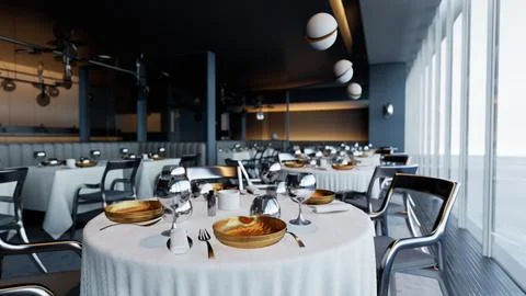 Posh dining venue devoid of guests Stock Illustration