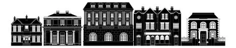 Posh smart row of buildings Ilustración de archivo