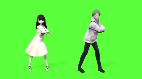 Posing Anime Characters for Easy Keying Stock Footage 318217456