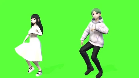 Posing Anime Characters for Easy Keying Stock Footage 318217721