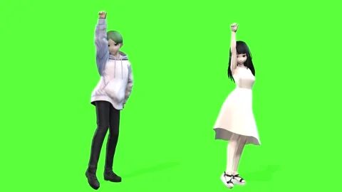 Posing Anime Characters for Easy Keying Stock Footage 318218026