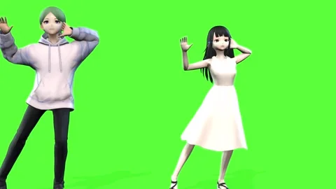 Posing Anime Characters for Easy Keying Stock Footage 318218211