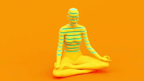 Posing attractive mannequin model, human young character statue, relax position Stock Footage 193724216