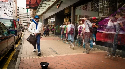 Posing Man Time Lapse Hong Kong Video stock 62794377
