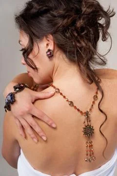 Posing model with jewellery Stock Photos