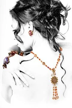 Posing model with jewellery Stock Photos