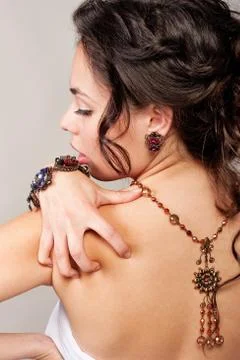 Posing model with jewellery Stock Photos