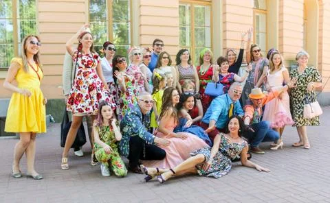 Posing retro show group. 库存照片