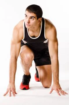 Posing runner ready for run Stock-Fotos