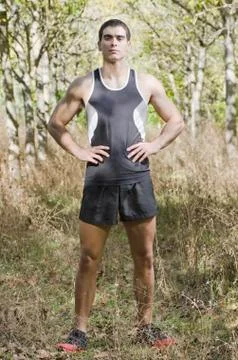 Posing trail runner in nature Stock Photos