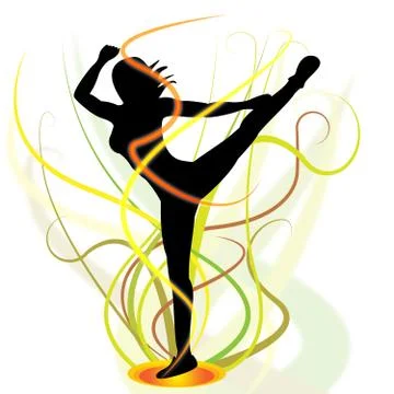 Posing yoga shows disco exercise and relaxation Stockillustratie