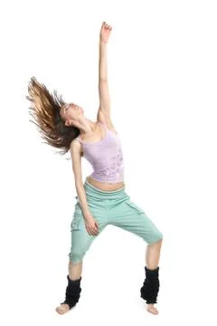 Posing young dancer isolated on white background Photos