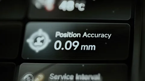 Position accuracy panel displays 0.09 mm precision Stock Footage 344099872