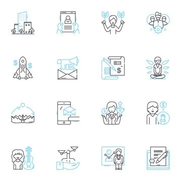Position and Profile linear icons set. Executive, Manager, Director, Coordinator Illustrazione stock