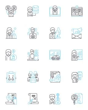 Position and Profile linear icons set. Executive, Manager, Director, Coordinator Stock Illustration