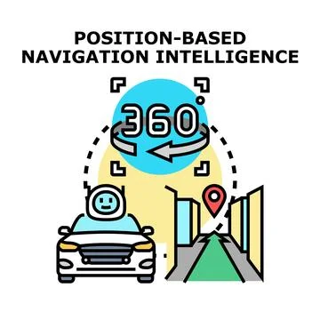 Position based navigation intelligence autonomous vehicle driving Stock Illustration