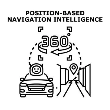 Position based navigation intelligence autonomous vehicle driving Stock Illustration