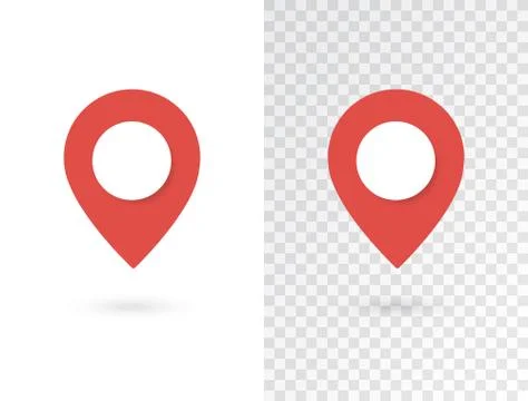 Position marker isolated on white and transparent background. Red location pi Stock Illustration