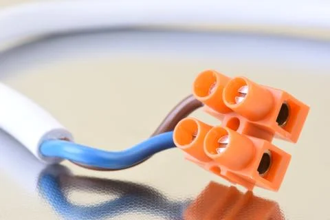 Position Terminal Block with Electrical Cable Stock Photos