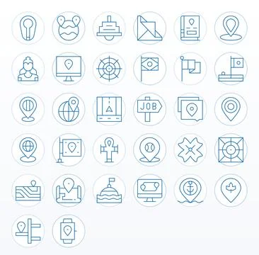 Position Ultimate Vector Package with 32 256x256 Thin Line Display Perfect .. Stock Illustration