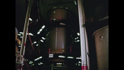 Positioning and assembly of the launch vehicle for the Saturn third stage Stock Footage 297182915