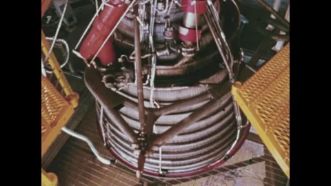 Positioning and installation of the hydraulic system for the Saturn third stage Video stock 297182912