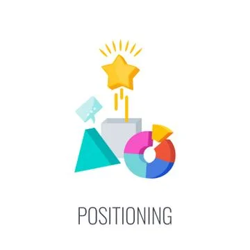 Positioning brand flat vector icon. Strategy and management. Stock Illustration