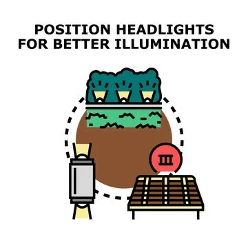 Positioning headlights for better illumination concept vector Stock Illustration