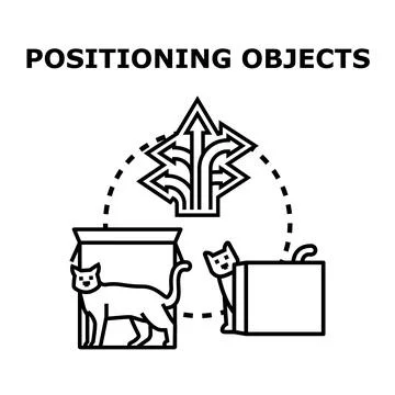 Positioning objects concept with cats hiding in boxes Stock Illustration