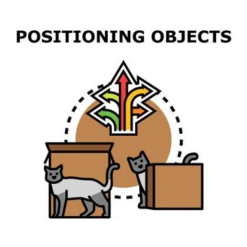 Positioning objects concept with cats hiding in boxes Stock Illustration