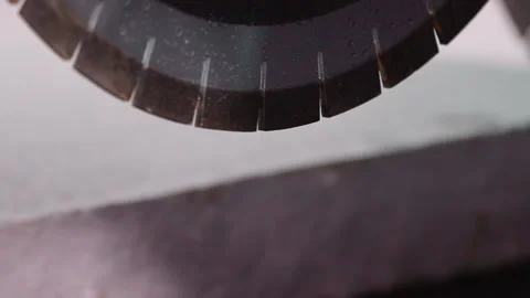 Positioning Sharp Diamond Saw Blade Of Processing Machine Above Stone Material Vídeos de archivo 234679452