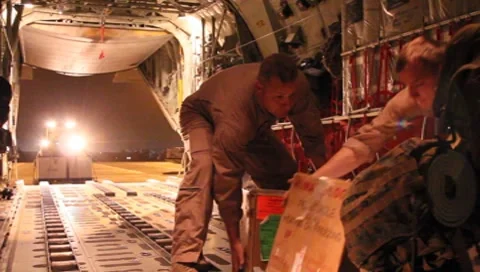 Positioning U.S Air Force Plane Cargo (HD)c Video stock 7732401