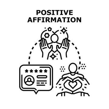 Positive affirmation helping self love and good reputation Stock Illustration