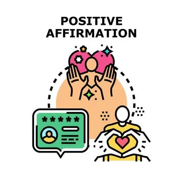 Positive affirmation helping self love and good reputation Stock Illustration