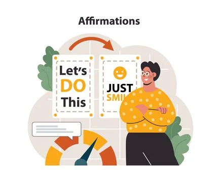 Positive affirmation. Personal growth. Optimistic mindset, self acceptance Stock Illustration