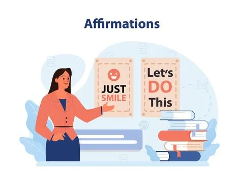 Positive affirmation. Personal growth. Optimistic mindset, self acceptance Stock Illustration