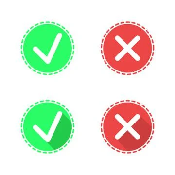 Positive and negative check mark icons Stock Illustration