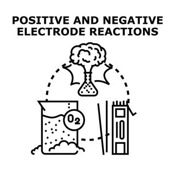 Positive and negative electrode reactions chemistry process Stock Illustration