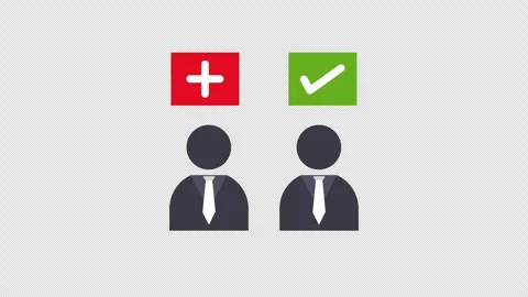 Positive and Negative Employee Selection Icons Representing Recruitment Decision Stock Footage 339781300