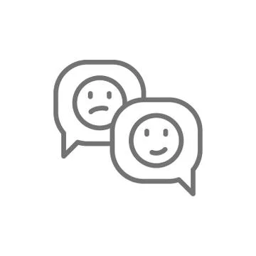 Positive and negative feedback, speech bubble line icon. 스톡 일러스트