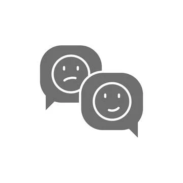 Positive and negative feedback, speech bubble grey icon. Stock Illustration