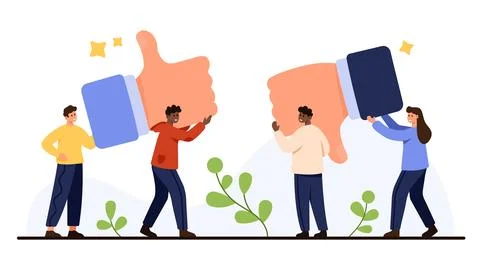 Positive And Negative Feedback Thumbs Up Down Stock Illustration