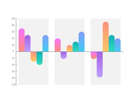 Positive and negative gradient infographic chart design template Stock Illustration
