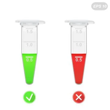 Positive and negative samples in Eppendorf tubes Stock Illustration