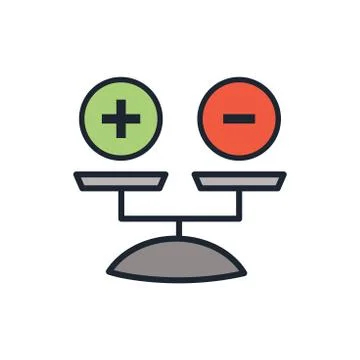 Positive and Negative, True or False Images or Plus and Minus Illustrazione stock
