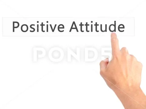 Positive Attitude - Hand pressing a button on blurred background Stock Photos