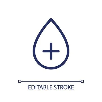 Positive blood type pixel perfect linear ui icon Stock Illustration