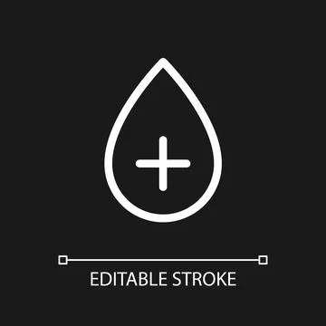 Positive blood type pixel perfect white linear ui icon for dark theme Stock Illustration