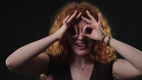 Positive Communication And Agreement Concept, Young Woman With Curly Red Hair Stock Footage 335935612