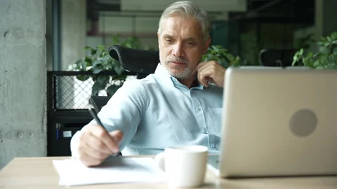 Positive confident manager talking smartphone Stock Footage 295183267